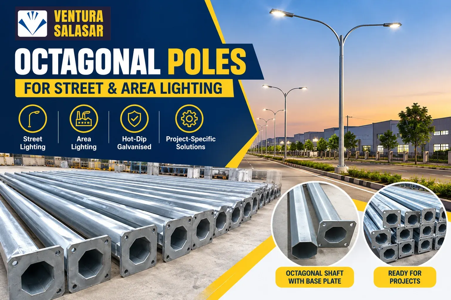 Octagonal Poles for Street Lighting and Area Lighting